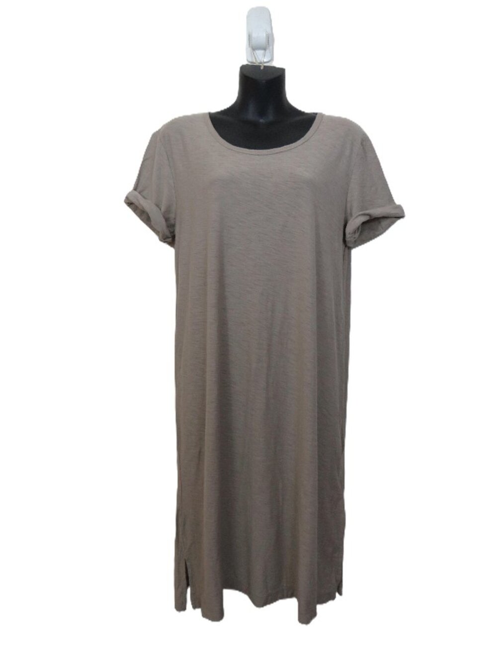 James Perse size 2 Medium Rolled Sleeve T Shirt Shift Dress Beige NEW